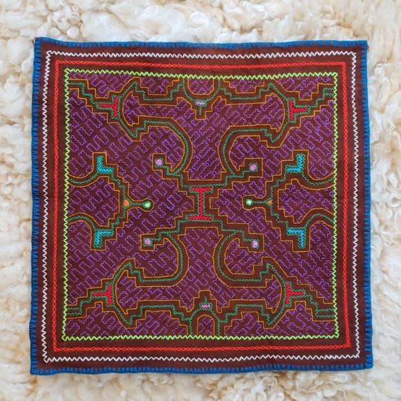 Indigenous Other - OOAK Peruvian Shipibo Hand Embroidered Tapestry